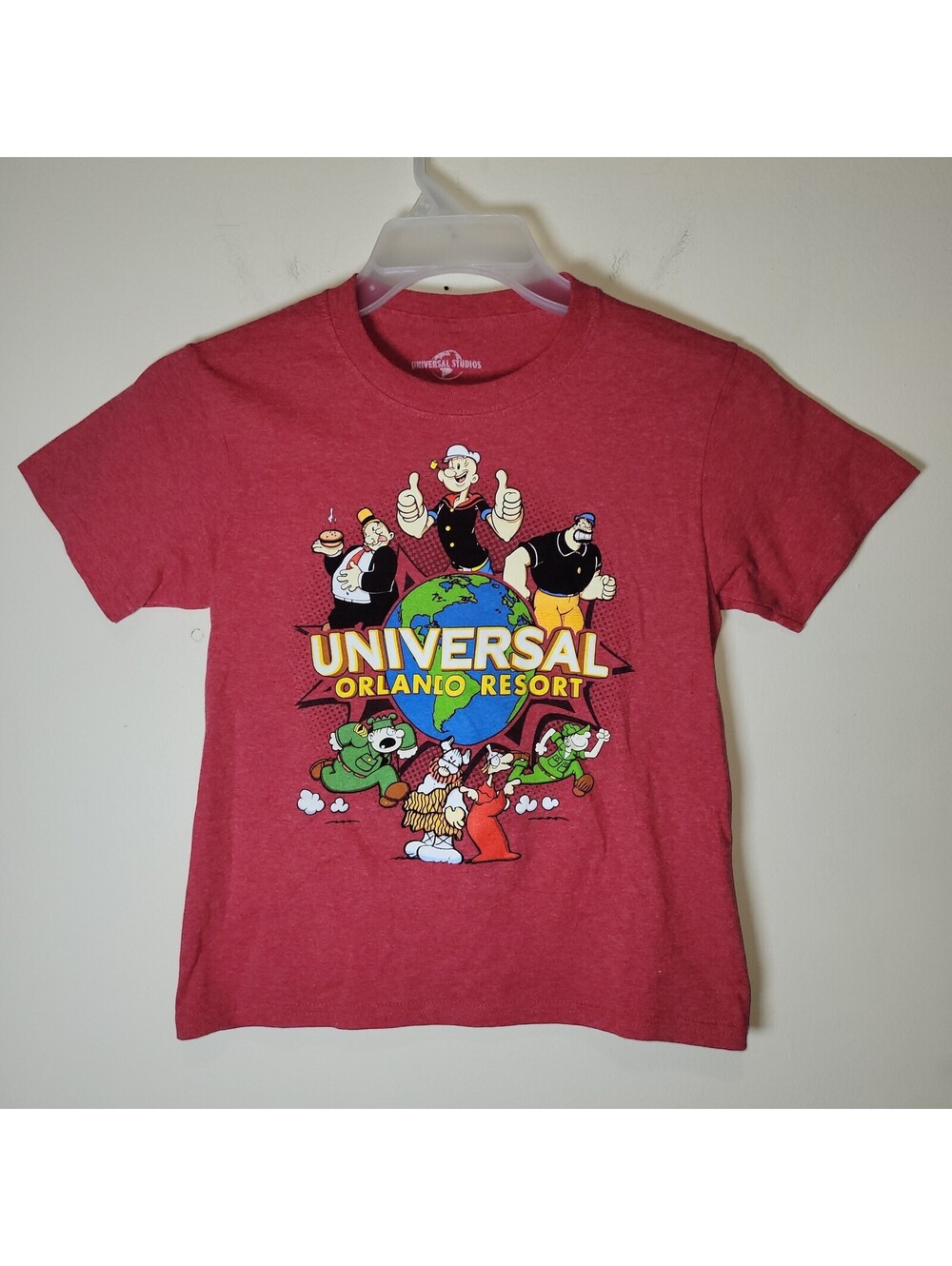 Universal Studios Popeye & Friends Orlando Resort Kids Youth S Small T-Shirt Red